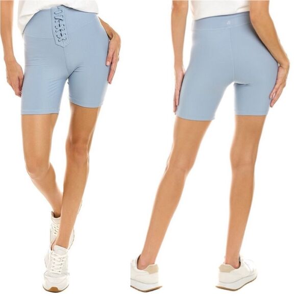 WeWoreWhat Lace Up Biker Short Solid Dusty Blue Size Small NWT - Picture 1 of 7